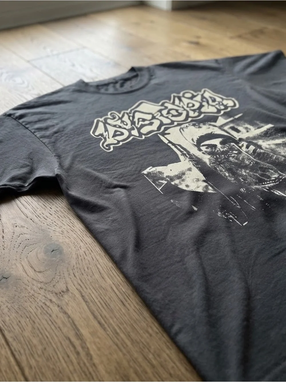 Dystopia Band Graphic Charcoal Gray Cotton Gildan T-shirt